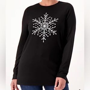 Quacker Factory Chunky Stone Snowflake Soft Knit Top